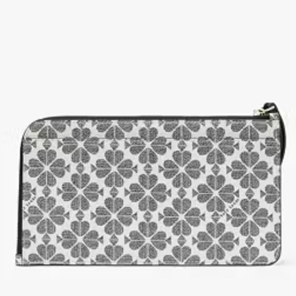 Kate Spade Lucy Spade Flower Medium L-zip Wristlet Black Multi - Picture 15 of 15